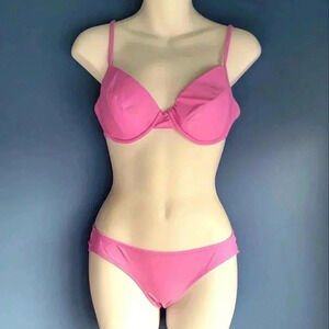 Le Redoute Electric Pink Bikini Swimsuit Top Size 36 Bottom Size 6